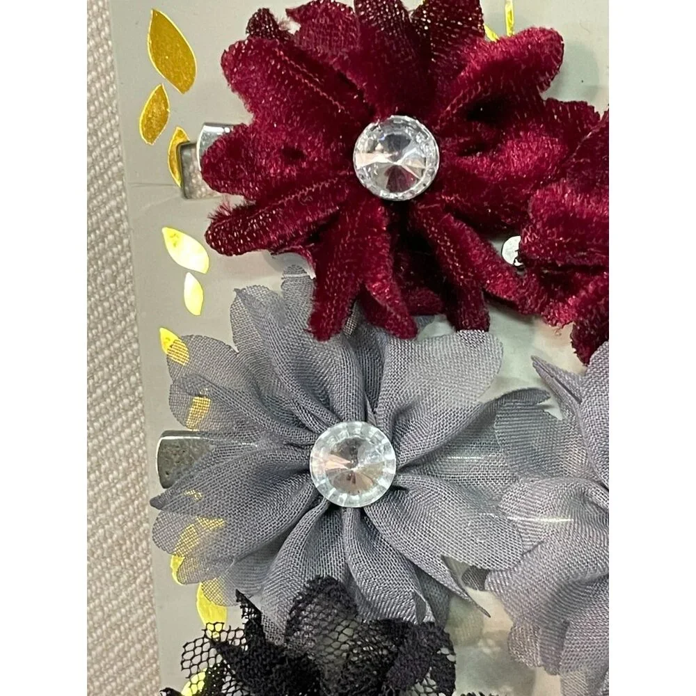 N by Noir Hair Clip Barrettes NEW Floral Set of 6